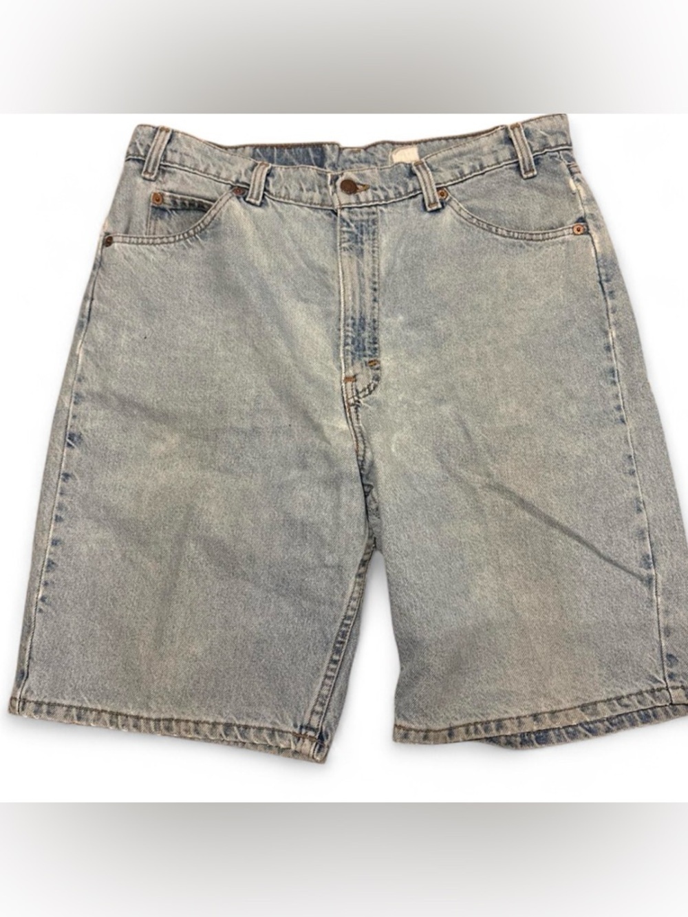 Vtg Levi’s Orange Tab Jorts Made USA Blank Brown Leather Patch 36” Factory 515
